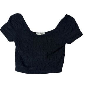 Aeropostale Black Textured‎ Crop Top
